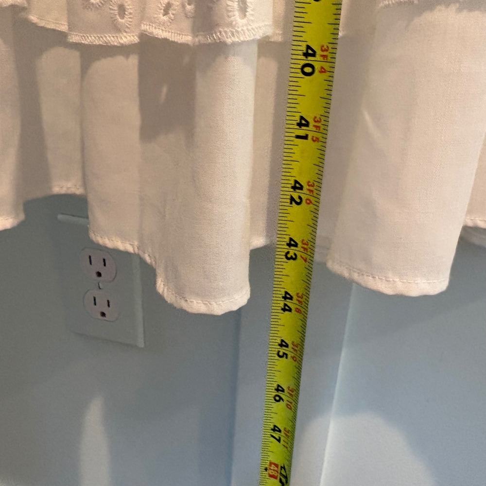 Off-Shoulder White Midi Dress with Eyelet Trim - Picture 13 of 16